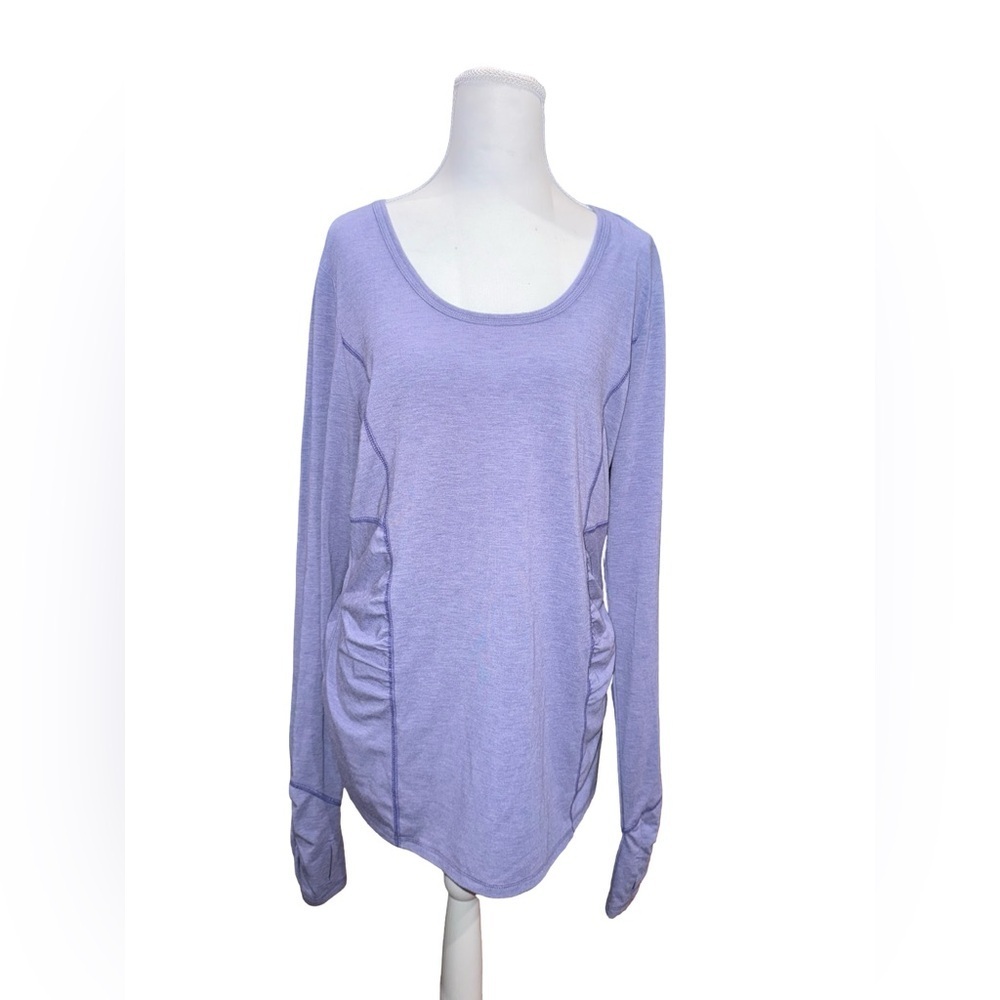 Athleta Women’s Blue Long Sleeve Activewear Ruched Top w/ Thumbholes Size Large